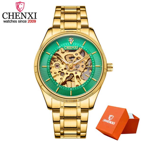 Relojes Chenxi de lujo de la mejor marca, reloj mecánico automático con esqueleto para hombre, reloj de pulsera Vintage con esqueleto dorado para hombre, reloj de moda para hombre Q0524