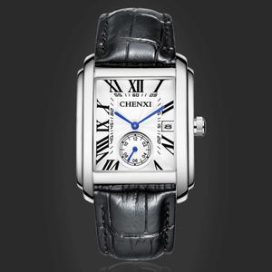 CHENXI montres décontracté mode bracelet en cuir cadran carré étanche horloge lumineuse montre à Quartz pour hommes Relogios Masculino