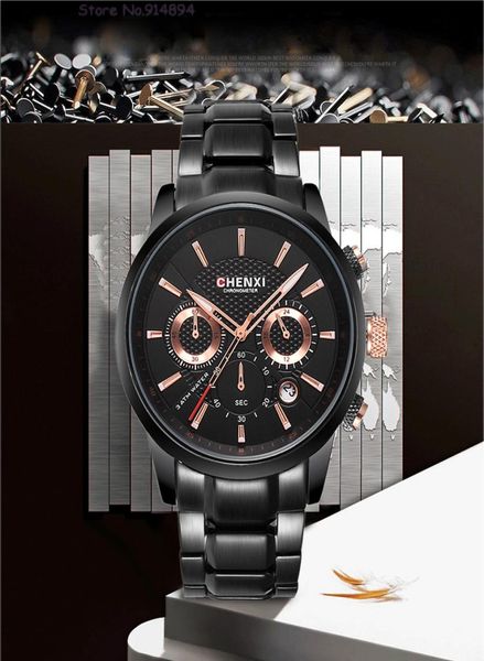 Chenxi regarde les hommes Top Luxury Brand Business Military Quartz Watch Mens Sports Dress Wristwatches Man Clock Relogie Masculino1759606