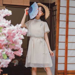 Cheongsam jurk vrouwen 200 pond vet zus rok vrouwelijke student Koreaanse versie losse verbeterde cheongsam 210526