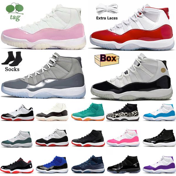 Cherry 11s Zapatos de baloncesto rosados Jumpman 11 Púrpura Rojo Azul Fresco Gris Cemento Napolitano Bred High Space Jam Royal Mujeres Zapatillas de deporte para hombre Dhgate Entrenadores Deportes Eur EE. UU. 13