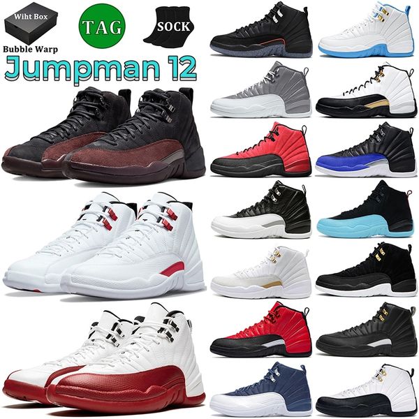 Cherry 12 Jumpman 12s Hommes Chaussures de basket-ball Stealth Playoffs Royauté Black Taxi Utility Indigo Burnt Sunrise Gris foncé Baskets pour hommes Baskets de sport en plein air