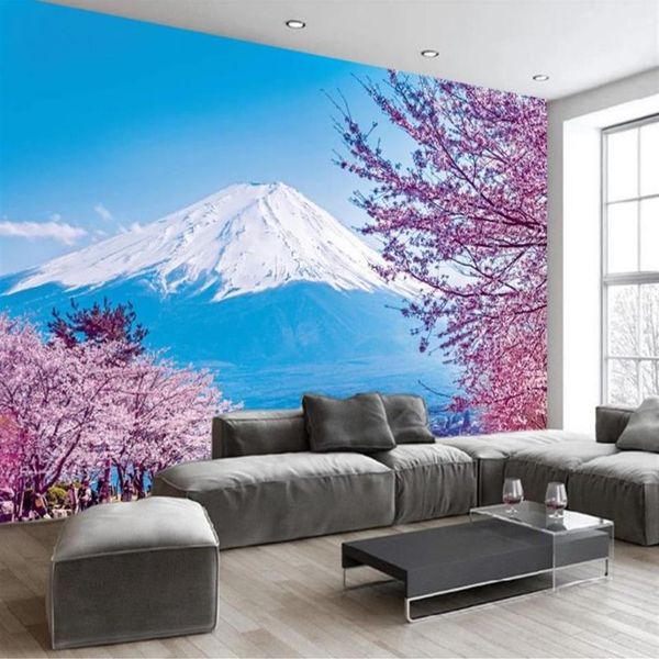 Papier peint mural paysage de fleurs de cerisier, papier peint 3d pour fond de télévision, 209U