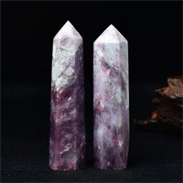 Torre de cristal de punto de turmalina rosa con flor de cerezo, decoración curativa, cristal de roca Natural, meditación, colección de piedras preciosas, regalo