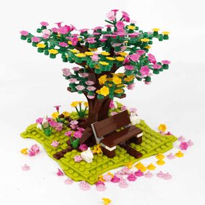 Cherry Blossom Tree Sakura Plantes Fleurs Blocs de construction Ensemble DIY City Street Blocs de construction Accessoires Modèle Briques Jouets pour enfants Q0823