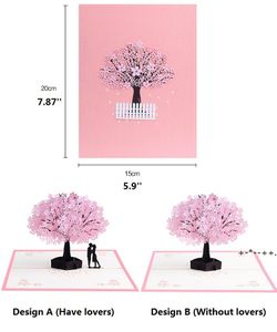 Fleurs de cerisier carte de voeux 3D fleur romantique pop up cartes de voeux cartes de félicitations de mariage pop up carte Saint Valentin RRF14244