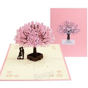 Cherry Blossoms 3D wenskaart romantische bloem pop -up festival kaarten bruiloft valentijnsdag stel felicitaties kaarten bh8014 tqq