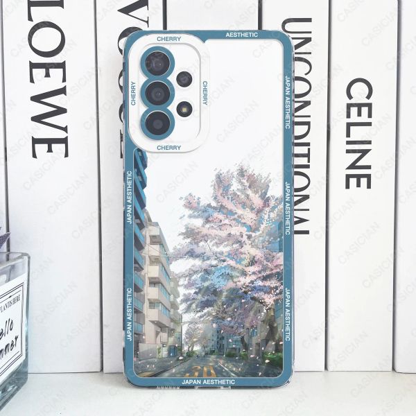 Étui des fleurs de cerisier pour Samsung Galaxy S20 Plus S21 Fe S22 S23 Ultra A53 A52 4G A54 A33 S24 5G Couverture de téléphone esthétique japonais