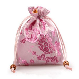 Kersenbloesems Kleine Trekkoord Doek Gift Bag Zijde Brocade Sieraden Verpakking Pouch Lavender Spice Sachet Parfum Opbergvak met gevoerd