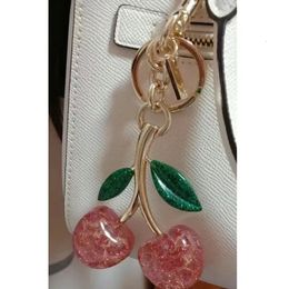 Porte-clés pendentif de sac à main à breloque cerise pour femmes, accessoires de sac à cerise en cristal de renommée Internet, pendentif de haute qualité