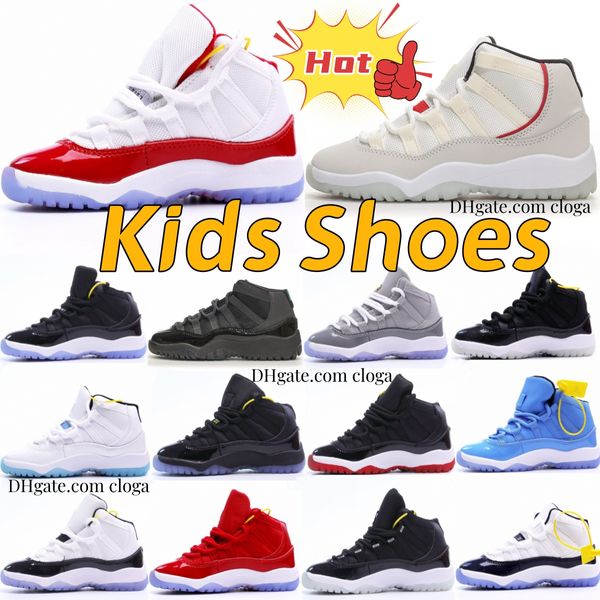 11 Cherry Kids Shoes 11S Jumpman Basketball Youth Shoe Enfants Garçons Filles Bred Legend Gamma Blue Cool Grey Platinum Tint 25e anniversaire Concord Space Jam EUR 25-35