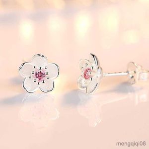 Fleur de cerisier fleurs boucles d'oreilles couleur argent clous d'oreille femmes bijoux fins fête des mères cadeau d'anniversaire R230613