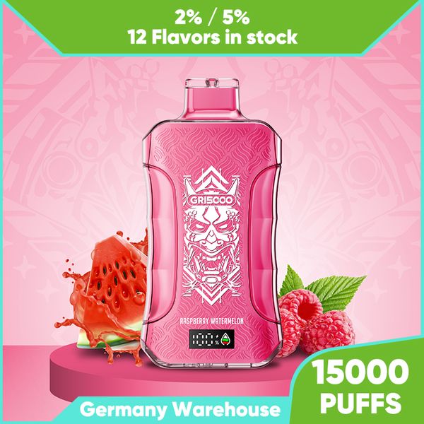 Cristal de goût de glace de cerise 15000 bouffées Vape jetable 15K rechargée 20ml Pod de jus 2% 5% force 12 saveurs Vapers