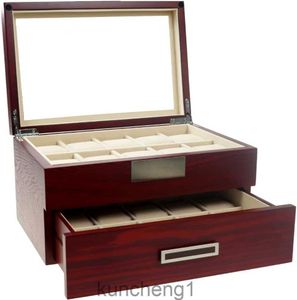 Cherry Oak Wood 20 Slot Watch Display Case en Jewelry Box Storage Organizer (schat)