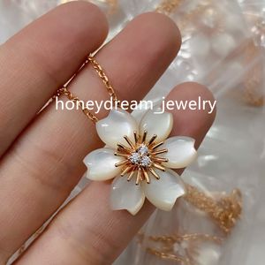 Cherry Peach Customized Four Leaf Obsidian Diamond Clover ketting Dames Rose 18K Gouden hanger voor sieraden armband Trinity Diamond verloving