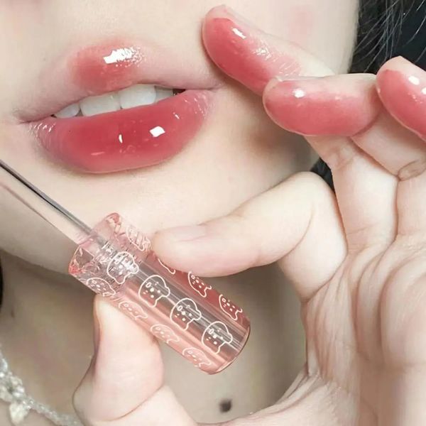 Cherry Pink Lip Plumper Gloss Crystal Jelly Oil Tinte labial Coreano Lápiz labial resistente al agua de larga duración Labios Plumper Liquid Lipstick 240102