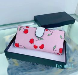 Cherry-Geldbörse, Unisex-Designer-Geldbörse, Damen-Coabags-Handtasche mit Box, luxuriöse lange, kurze Geldbörse, mehrere Kartenpositionen