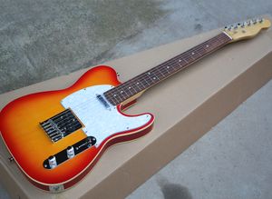 Cherry Sunburst elektrische gitaar met wit bindende lichaam, palissander fretboard, wit gepareld pickguard, kan worden aangepast als aanvraag