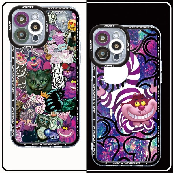 Cheshire Cat Alice au pays des merveilles pour iPhone 8 7 6s 15 14 Plus XR 13 Pro Max XS 12 Mini X SE 11 Pro Clear Couverture en silicone