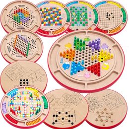 Schachspiele 10in1 Welt Holz Eltern- und Kind-Brettspiel Dame Tierkampf Schachbrett Klassisch Familie Kind Party Spielen Geschenk 231215