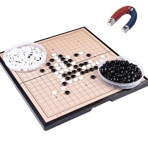 Jogos de xadrez 19 * 19 linha magnética go jogo dobrável weiqi acrílico preto branco xadrez conjunto para crianças quebra-cabeça xadrez jogo de tabuleiro brinquedos presente 231215