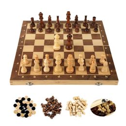 Jeux d'échecs 3 en 1 jeu d'échecs international en bois jeux d'échecs en bois jeu de puzzle de dames cadeau d'anniversaire de fiançailles pour enfants échiquier 231031