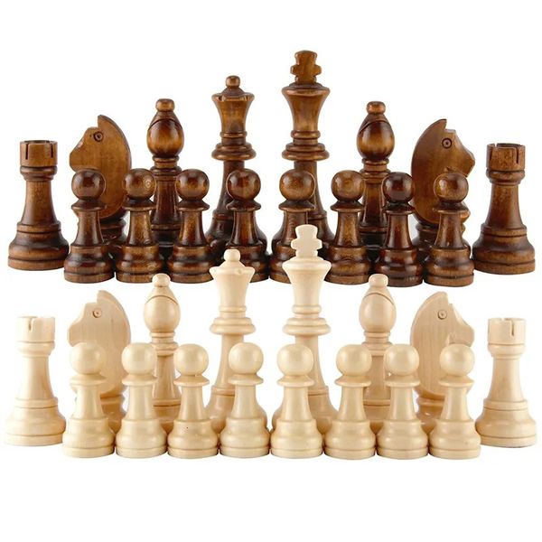 Jeux d'échecs 32 pièces pièces d'échecs en bois pièces d'échecs complètes jeu d'échecs international pièce d'échecs accessoires de divertissement 231127