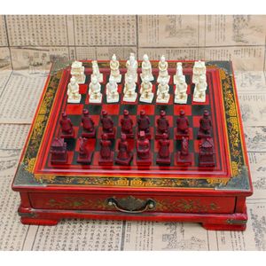 Schaakspellen 35-delige set High-end verzamelobjecten Vintage Chinese Terracotta Warriors Board Set Cadeau voor leiders Vrienden familie 231215