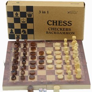 Schaakspellen 5Size vouwen houten internationale set backgammon checkers reisbord concepten familie draagbaar 230512