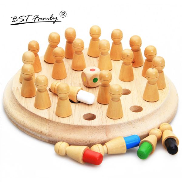 Jeux d'échecs BSTFAMLY Enfants Mémoire En Bois Six Couleurs 17.5 17.5 5cm 24 Pièces Ensemble Table Puzzle Jeu Enfant Jouet Intéressant Cadeau M02 230616