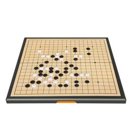 Schaakspellen Draagbaar Go-spel met enkele bolle magnetische plastic stenen Set Weiqi Schaakbord Opvouwbaar ontwerp voor feestreizen Vissen 230613