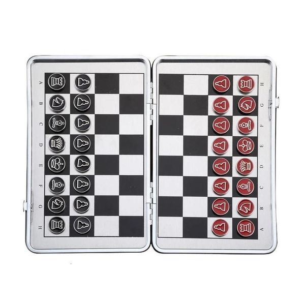 Échecs jeux voyage International Set Pocket mini pièce magnétique pu en cuir pliable échiquable en aluminium alliage d'échec