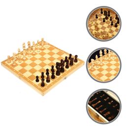 Schaakspellen Houten schaakspeelgoed Kids International Set Kit Dambord Checkers Training Props Kind 230626