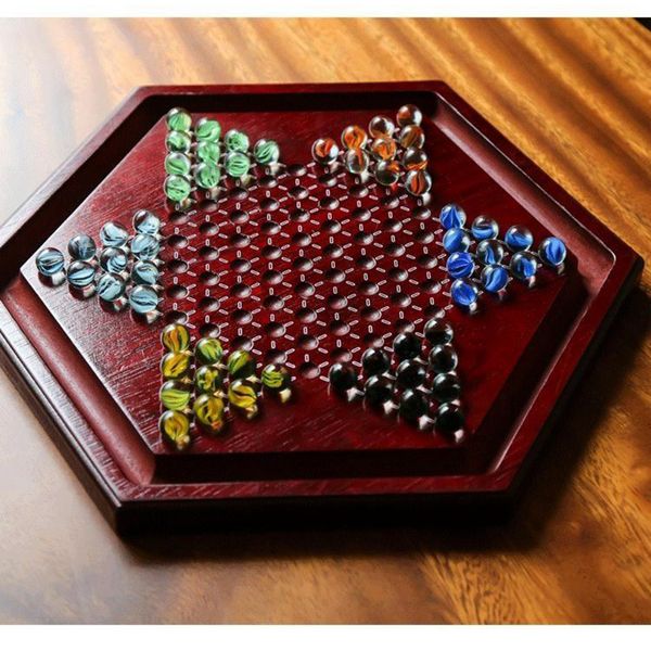 Jeux d'échecs en bois dames chinoises échiquier pièces en verre jeu de fête Collection fente pour carte stockage âge 6 230711