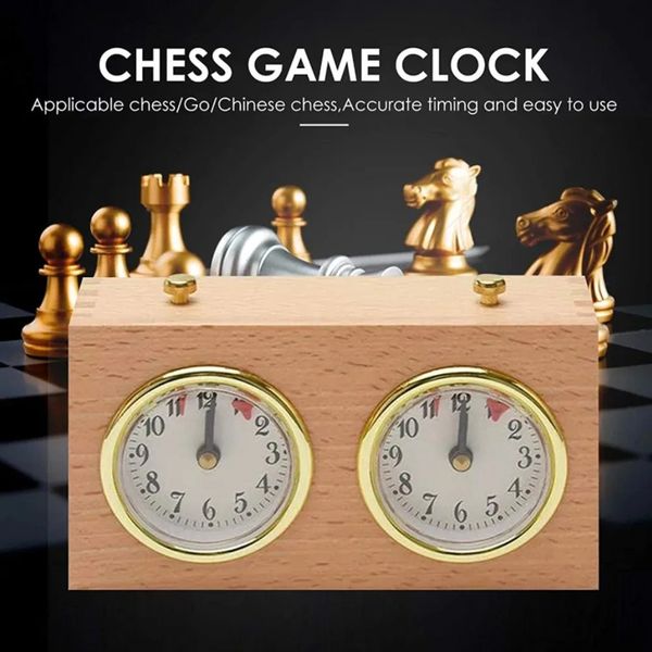 Jeux d'échecs en bois Compact numérique International rétro Portable compétition jeu minuterie mécanique compte à rebours analogique horloge d'échecs cadeau 231215