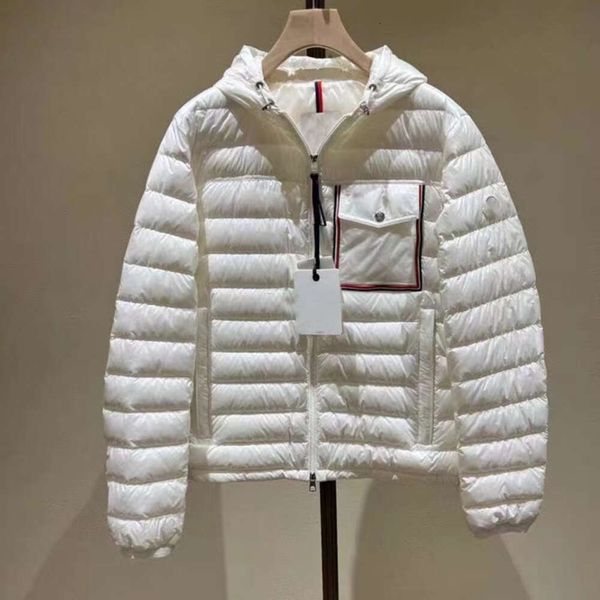 Poche poitrine léger hommes vers le bas bras Badge à capuche Puffer créateur de mode manteau d'hiver taille 1-5 joli haut de gamme