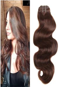 Kastanjebruin Body Wave Menselijk Haarverlenging Middenbruin Human Hair Extensions Maleisische Virgin Haarbundels 3PCSLot1653426