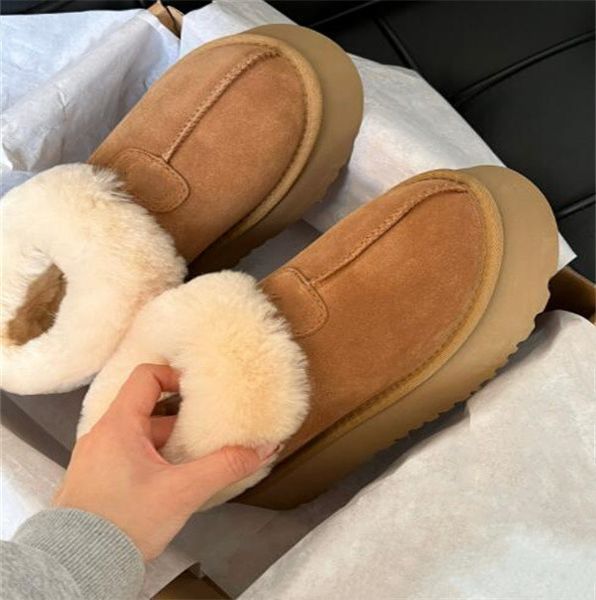 Châtaigne en peau de mouton Tazz nouvelles femmes hommes plate-forme botte chaussures daim supérieur confort automne bottes d'hiver