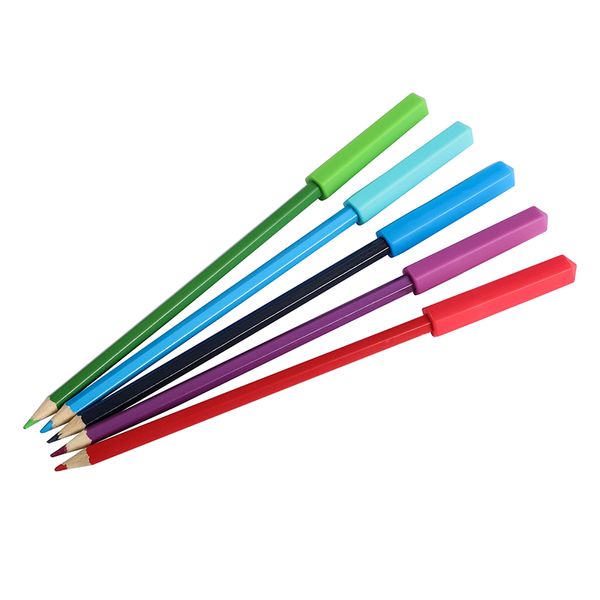 Toppers de crayon à mâcher cristal forme morsure crayon capuchon FDA sûr Silicone dentition jouet sensoriel pour enfants enfants jouets de dentition à mâcher