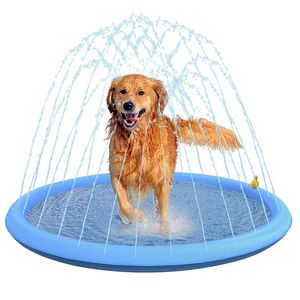Tapis d'arrosage gonflable pour animaux de compagnie, 170x170cm, tapis de jeu rafraîchissant pour piscine, tapis de pulvérisation d'eau, baignoire d'été fraîche pour chiens