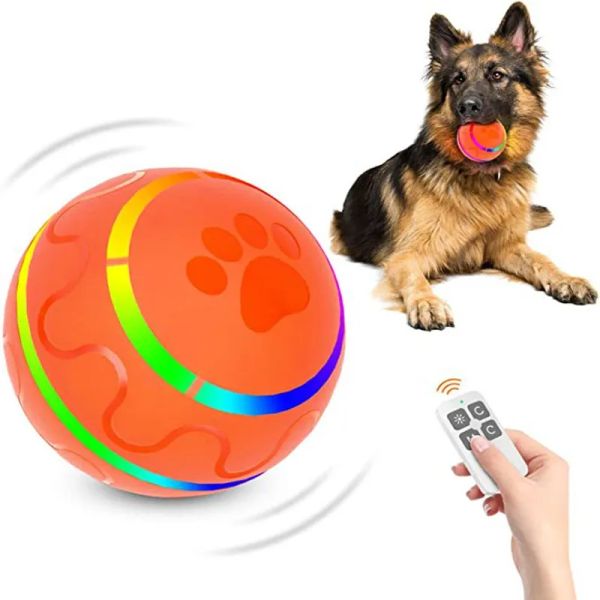 Mastica bola de juguete eléctrica inteligente para perros con LED intermitente, juguetes interactivos para masticar perros/gatos domésticos con Control remoto recargable por USB