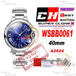 CHF WSBB0061 A2824 Automatische heren Work 40 mm blauwe textuur wijzerplaat roestvrijstalen armband Beste editie 36 mm 33 mm Zwitsers kwarts dames horloges 26 stijlen puretime b03