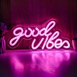 Chi-Buy Led Neon Good Vibes USB aangedreven neon borden Nachtlicht 3d Wall Art Game Room Slaapkamer Living Room Decor Lampborden 240407