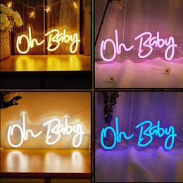 Chi-buy led néon oh bébé baby usb signes néon puissant la nuit 3d mur d'art chambre chambre chambre salon décor de décoration de lampe 240407