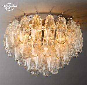 Chiara-luces de techo empotradas de cristal transparente, accesorio moderno Retro LED de latón negro para sala de estar, dormitorio, comedor, candelabros