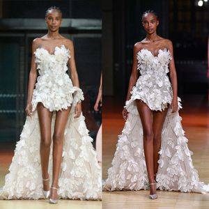 Chic 3D Fleurs Une Ligne Robe De Mariée Chérie Cou Plume Appliques Perles Robes De Mariée robe de casamento