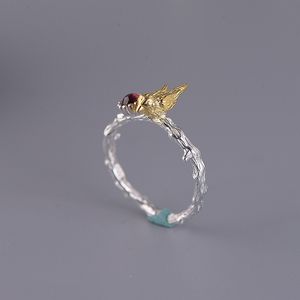 Chique 925 sterling zilveren vogel vrouwen ringen voor engagement bruiloft mode zirconia opening verstelbare vinger ring sieraden JZ006