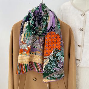 Chique Stijlvolle Lange Brede Sjaals Mode Bloemen Imitatie Zijde Kasjmier Sjaal Kraag Sjaals Grote Sjaal Wrap Hijab Dikke Winter Warmer Halsdoek Hoofddoek Bandeau