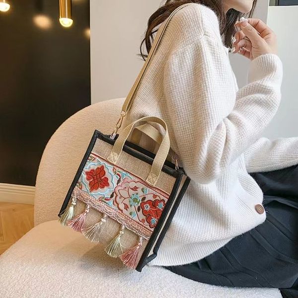 Sac à bandoulière Chic Boho pour femmes, grande capacité, tendance, sac à bandoulière avec Option portable, fourre-tout de Style ethnique pour dames, nouvel arrivage