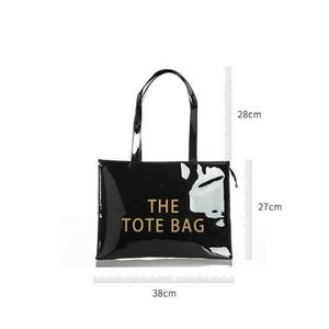 Bolso de mano de PVC de marca elegante, bolsas de compras reutilizables, monedero para mujer, bolsos de playa de verano ecológicos, trabajo informal personalizado 230510